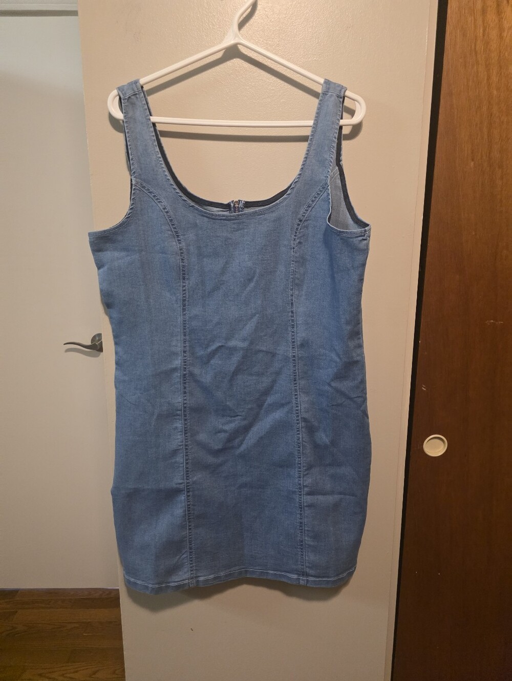 Denim Tank Sheath Dress - Light Blue - Picture 2 of 3
